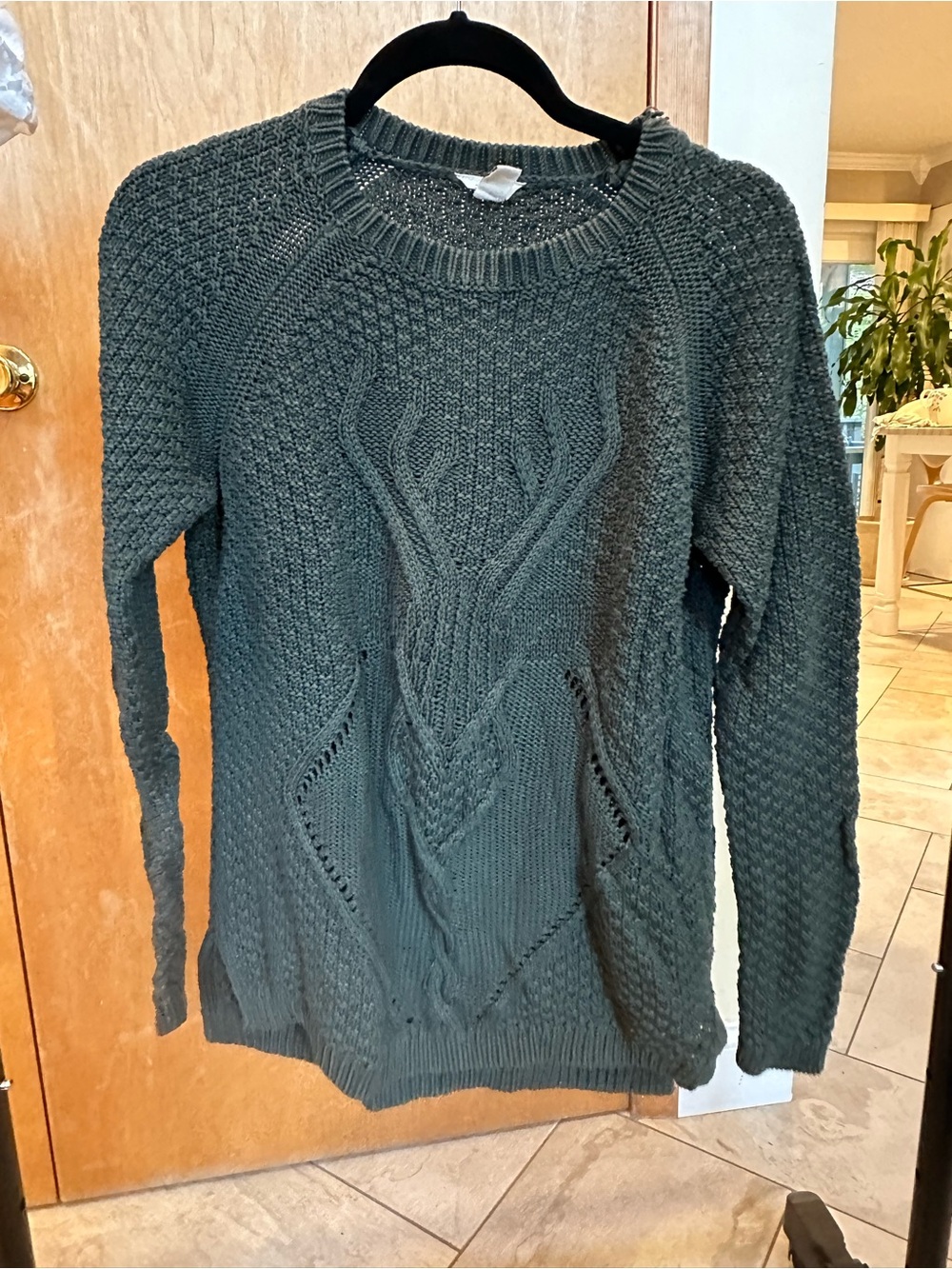 Woolrich Forest Green Cable Crewneck Sweater
